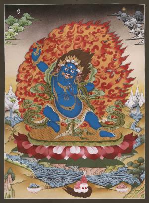 Vajrapani Thangka | Thunderbolt Holder | Wrathful Protector |Powerful Bodhisattva of Spiritual Strength